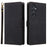 For Samsung Galaxy M35 5G Case with Strap RFID Blocking Leather Flip Phone Cover - Black - 1