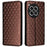 For OnePlus Ace 3 Pro 5G Case Wallet Stand Rhombus Leather Phone Cover - Brown - 1