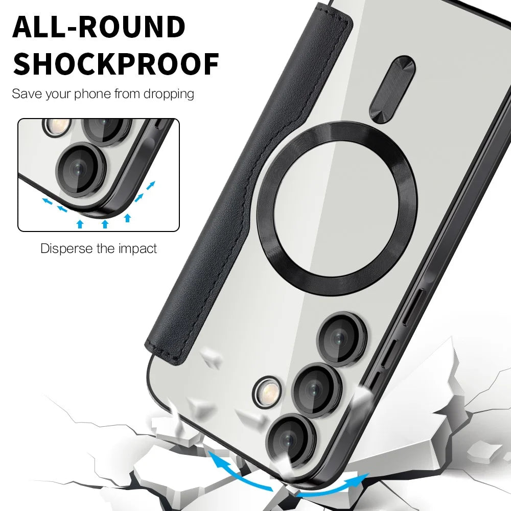 For Samsung Galaxy A35 5G Case Card Slot Rhombus Leather Phone Cover Magnetic Case - Black - 7
