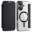 For iPhone 16 Plus Case Compatible with MagSafe RFID Blocking Leather Phone Cover - Black - 1