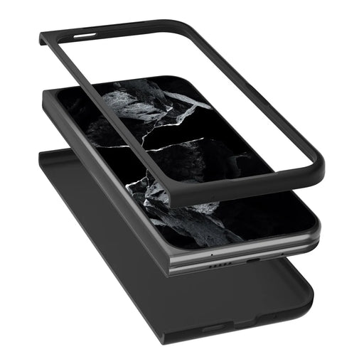 ABEEL For Google Pixel 9 Pro Fold 5G Case Genuine Cow Leather+PC Mobile Phone Cover - Black - 2
