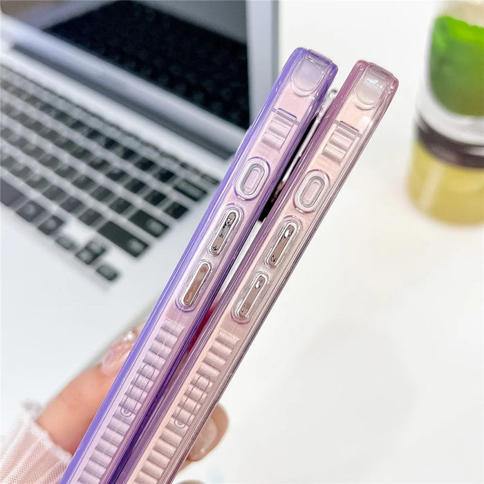 For iPhone 16 Pro Max Case IMD Textured PC+TPU Phone Cover with Glitter Ring Lens Protector - Shell Pattern / Purple - 6