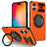 For iPhone 16 Case Compatible with MagSafe Rotary Kickstand Anti-Drop TPU+PC Phone Cover - Orange - 1