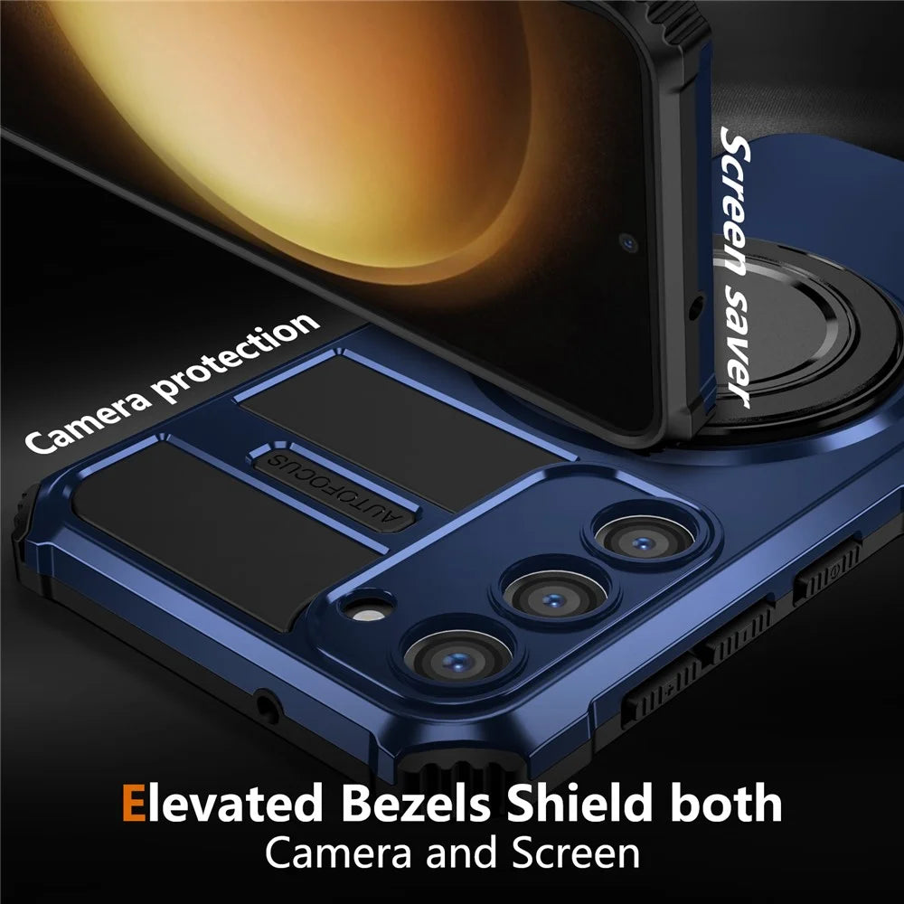 For Samsung Galaxy S23+ Case Magnetic Case Rotary Kickstand Anti-Drop TPU+PC Phone Cover - Sapphire - 2