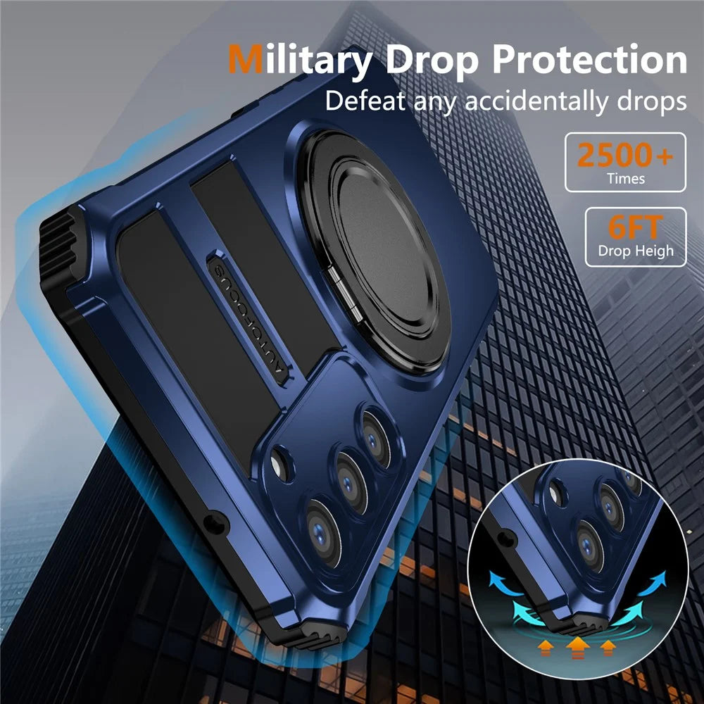 For Samsung Galaxy S23+ Case Magnetic Case Rotary Kickstand Anti-Drop TPU+PC Phone Cover - Sapphire - 3