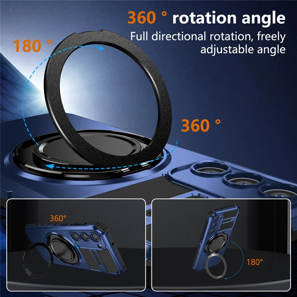 For Samsung Galaxy S23+ Case Magnetic Case Rotary Kickstand Anti-Drop TPU+PC Phone Cover - Sapphire - 4