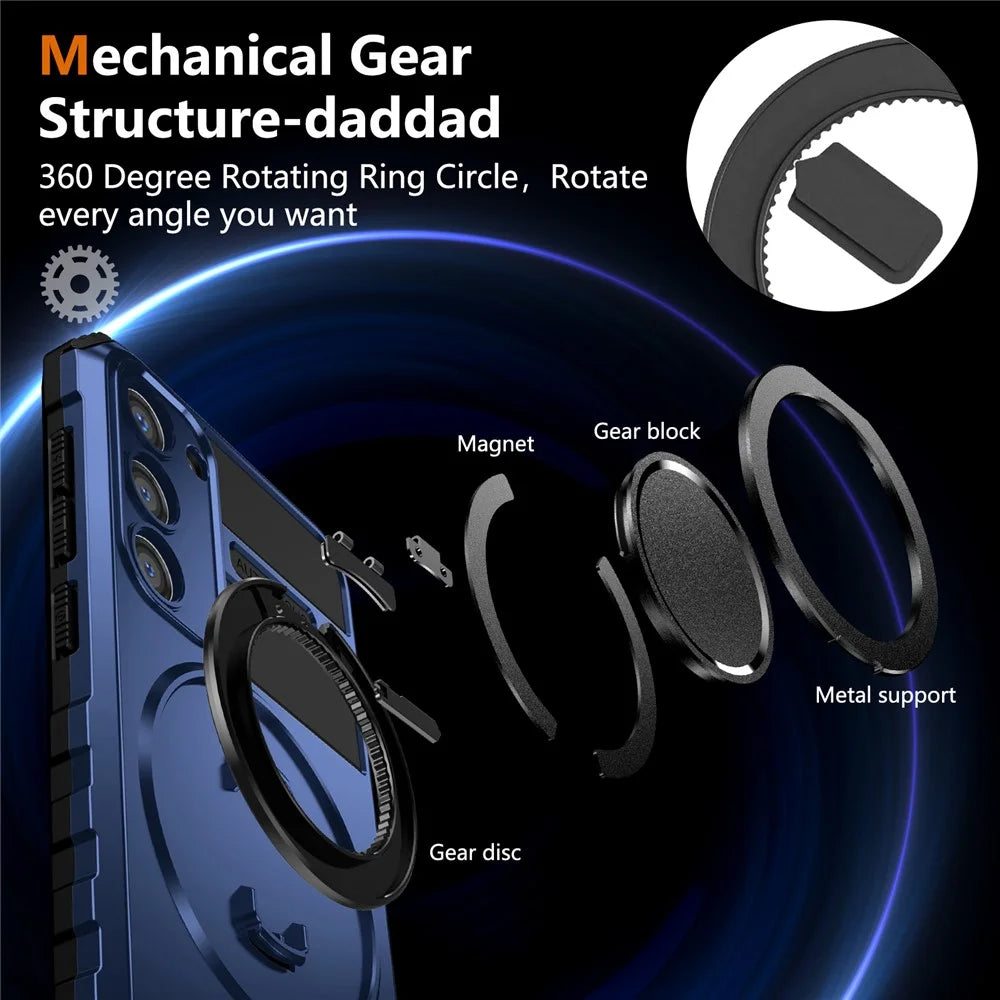 For Samsung Galaxy S23+ Case Magnetic Case Rotary Kickstand Anti-Drop TPU+PC Phone Cover - Sapphire - 5