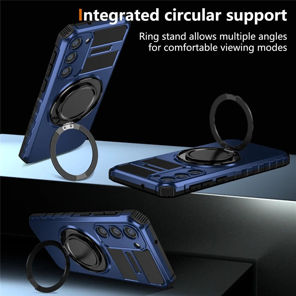 For Samsung Galaxy S23+ Case Magnetic Case Rotary Kickstand Anti-Drop TPU+PC Phone Cover - Sapphire - 6