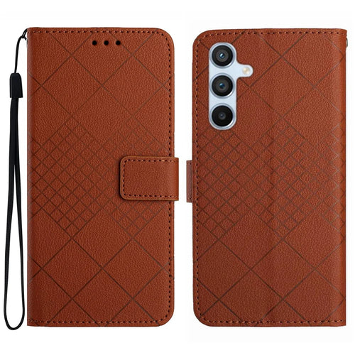 HT06 For Samsung Galaxy A16 5G / A16 4G Wallet Case PU Leather Flip Folio Phone Cover - Brown - 1