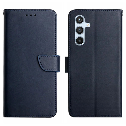 HT02 For Samsung Galaxy A16 5G / A16 4G Case Genuine Cow Leather Phone Cover Nappa Texture - Blue - 1