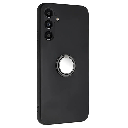 For Samsung Galaxy A16 5G / A16 4G Matte Case Ring Kickstand Soft TPU Phone Cover - Black - 1