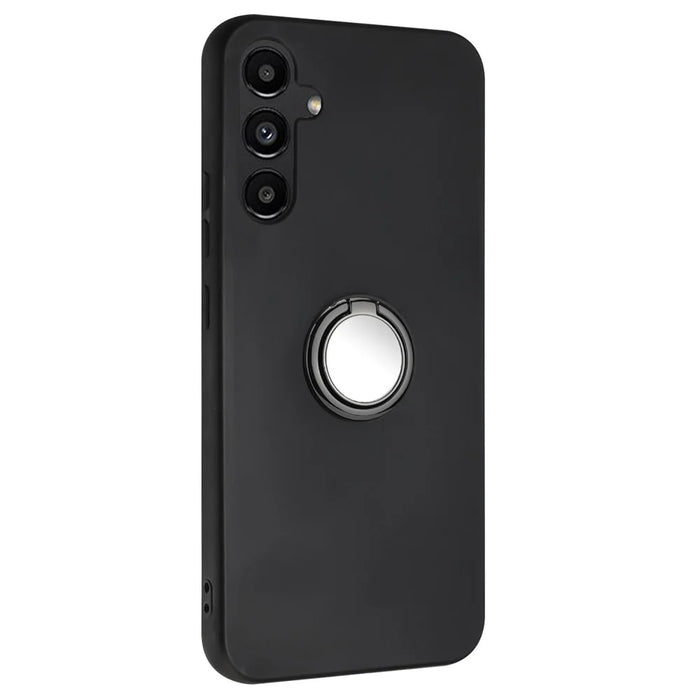 For Samsung Galaxy A16 5G / A16 4G Matte Case Ring Kickstand Soft TPU Phone Cover - Black - 1