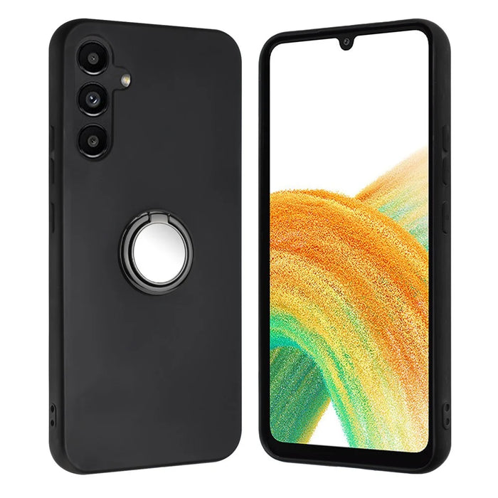 For Samsung Galaxy A16 5G / A16 4G Matte Case Ring Kickstand Soft TPU Phone Cover - Black - 2