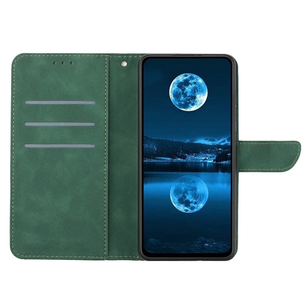 HT05 For Samsung Galaxy A16 5G / A16 4G Phone Case Skin-Touch Lines PU Leather Flip Cover - Green - 2