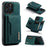 DG.MING M2 Series for iPhone 16 Pro Max Case PU+PC+TPU Phone Cover Detachable Wallet - Green - 1