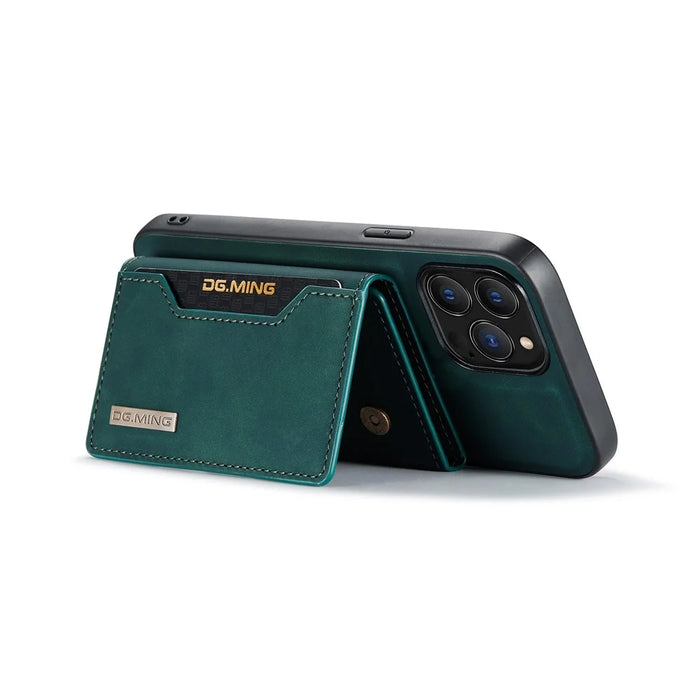 DG.MING M2 Series for iPhone 16 Pro Max Case PU+PC+TPU Phone Cover Detachable Wallet - Green - 2