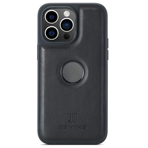 DG.MING For iPhone 16 Pro Case Anti-Drop Leather Coated PC+TPU Phone Back Cover - Black - 1