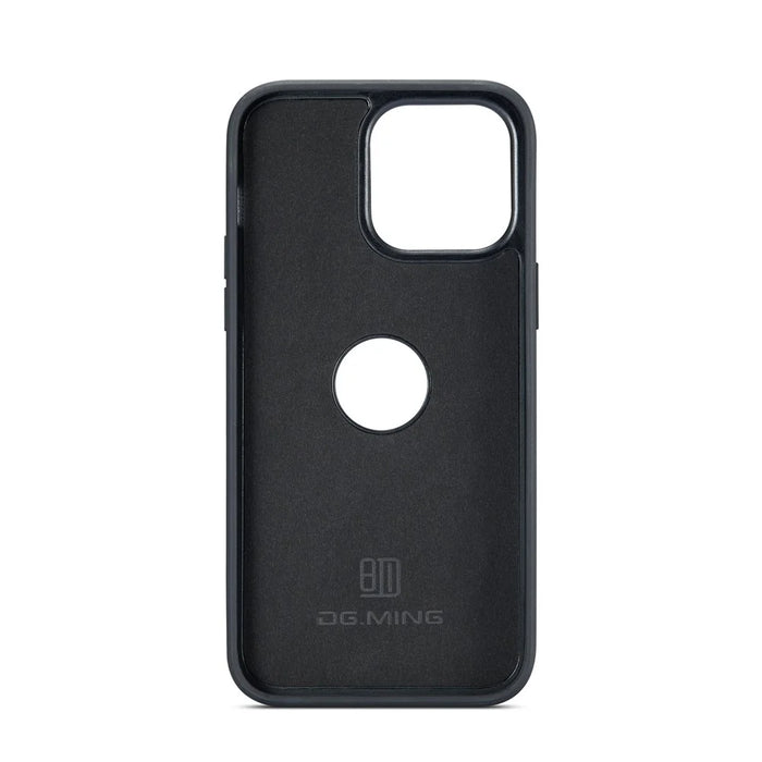DG.MING For iPhone 16 Pro Case Anti-Drop Leather Coated PC+TPU Phone Back Cover - Black - 2