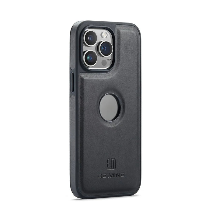 DG.MING For iPhone 16 Pro Case Anti-Drop Leather Coated PC+TPU Phone Back Cover - Black - 3