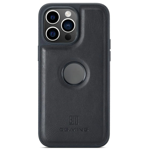 DG.MING For iPhone 16 Pro Max Case Anti-Drop Leather Coated PC+TPU Phone Back Cover - Black - 1