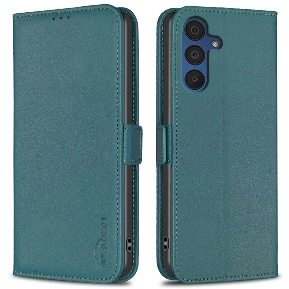 BINFEN COLOR BF31 For Samsung Galaxy A16 5G / A16 4G Case with Wallet Stand PU Leather Flip Phone Cover - Green - 1