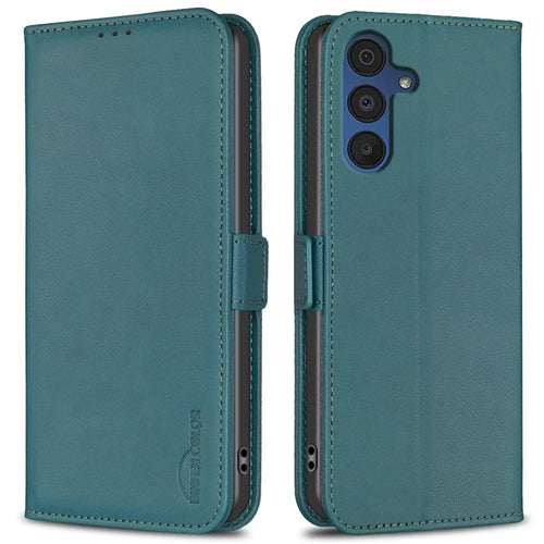 BINFEN COLOR BF31 For Samsung Galaxy A16 5G / A16 4G Case with Wallet Stand PU Leather Flip Phone Cover - Green - 1