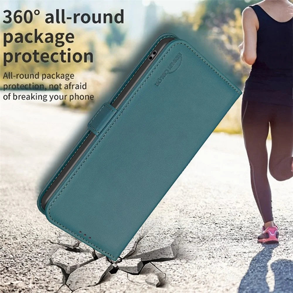 BINFEN COLOR BF31 For Samsung Galaxy A16 5G / A16 4G Case with Wallet Stand PU Leather Flip Phone Cover - Green - 4