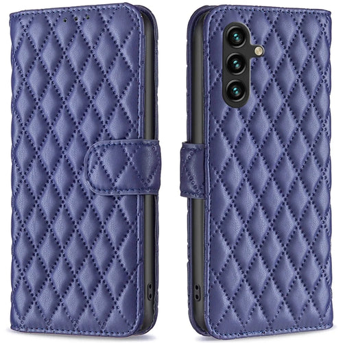 BINFEN COLOR BF Style-14 For Samsung Galaxy A16 5G / A16 4G Case Rhombus Leather Phone Wallet Cover - Blue - 1