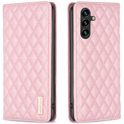 BINFEN COLOR BF Style-16 For Samsung Galaxy A16 5G / A16 4G Case Leather Phone Cover with 2 Card Slots - Pink - 1