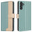 BINFEN COLOR BF33 for Samsung Galaxy A16 5G / A16 4G Leather Case Splicing Color RFID Blocking - Green - 1