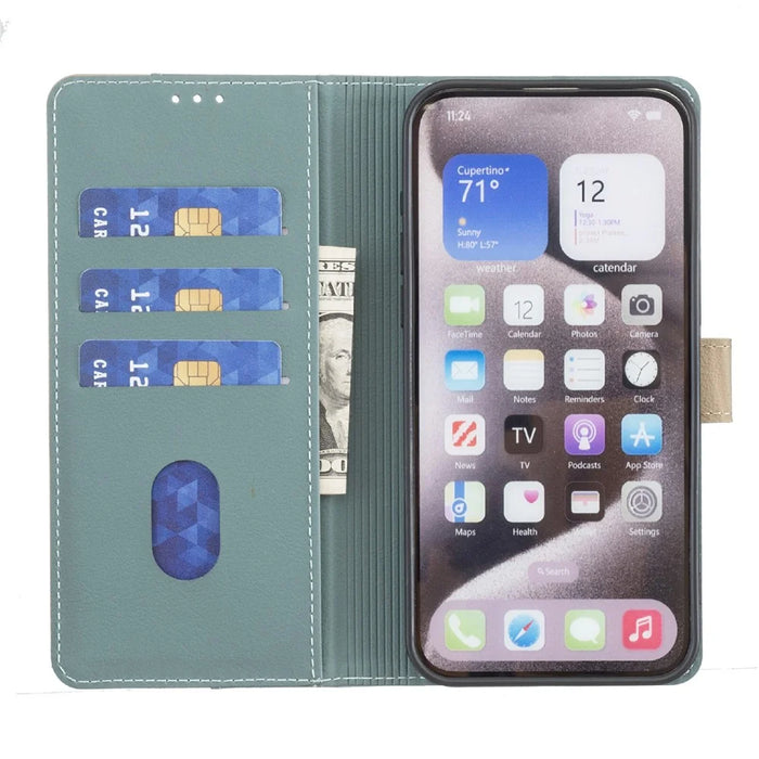 BINFEN COLOR BF33 for Samsung Galaxy A16 5G / A16 4G Leather Case Splicing Color RFID Blocking - Green - 2
