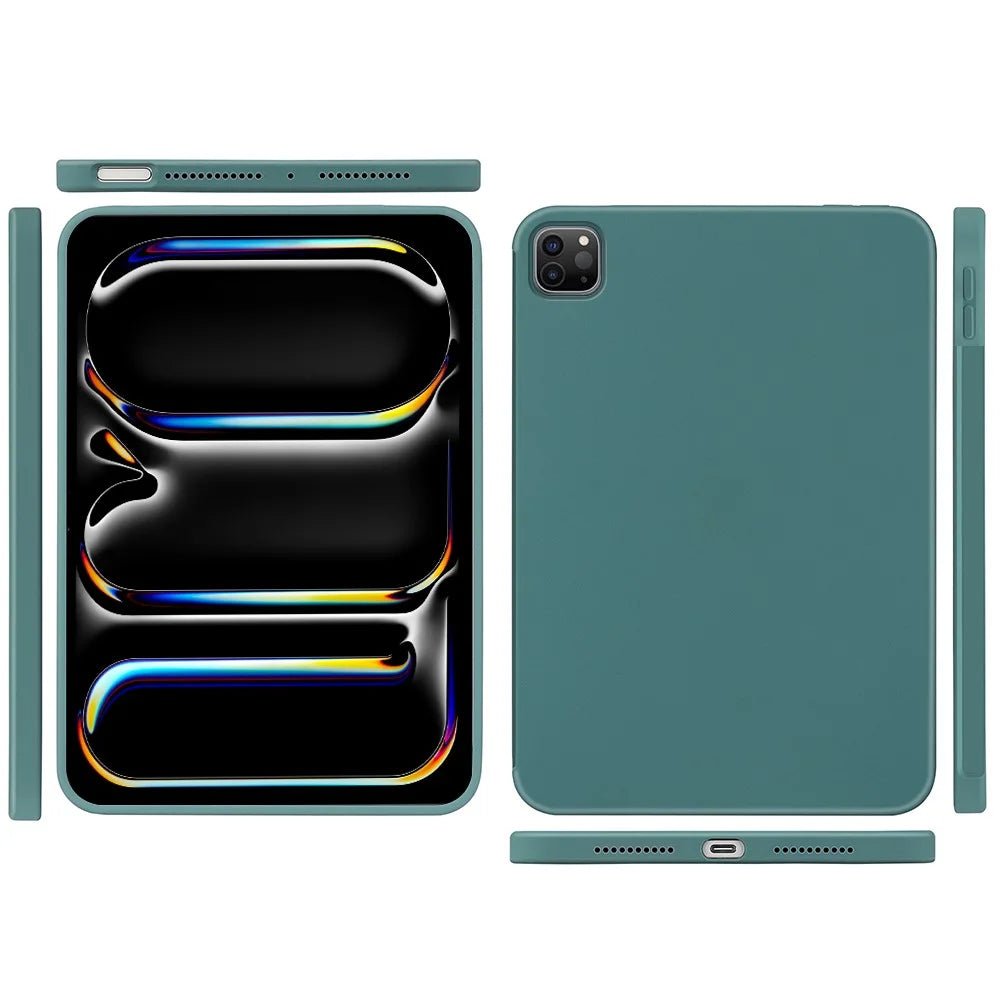 For iPad Pro 13 (2025) / 13 (2024) Liquid Silicone Case Scratch-Resistant Protective Tablet Shell - Dark Green - 4
