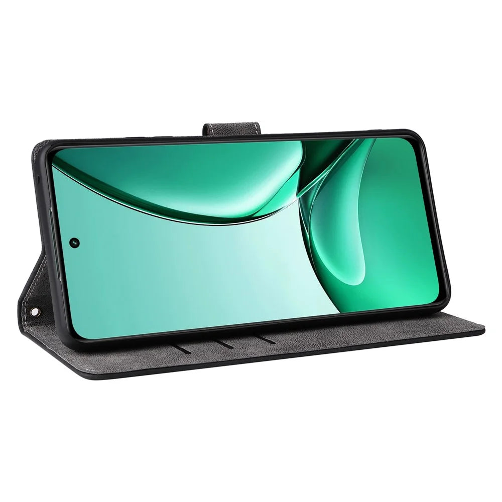 For Realme V60 5G / V60s 5G Case RFID Blocking Wallet Phone Stand PU Leather Cover with Strap - Black - 3