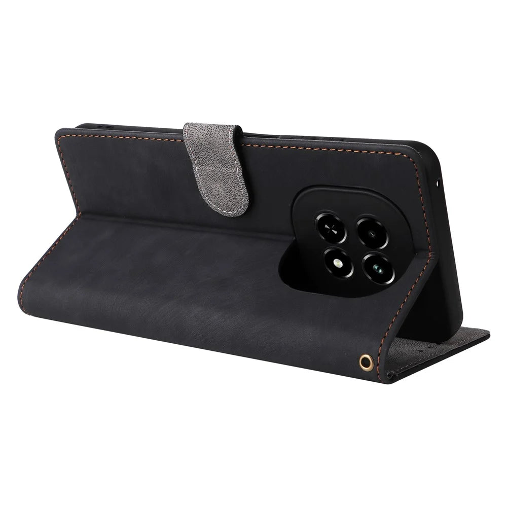 For Realme V60 5G / V60s 5G Case RFID Blocking Wallet Phone Stand PU Leather Cover with Strap - Black - 4