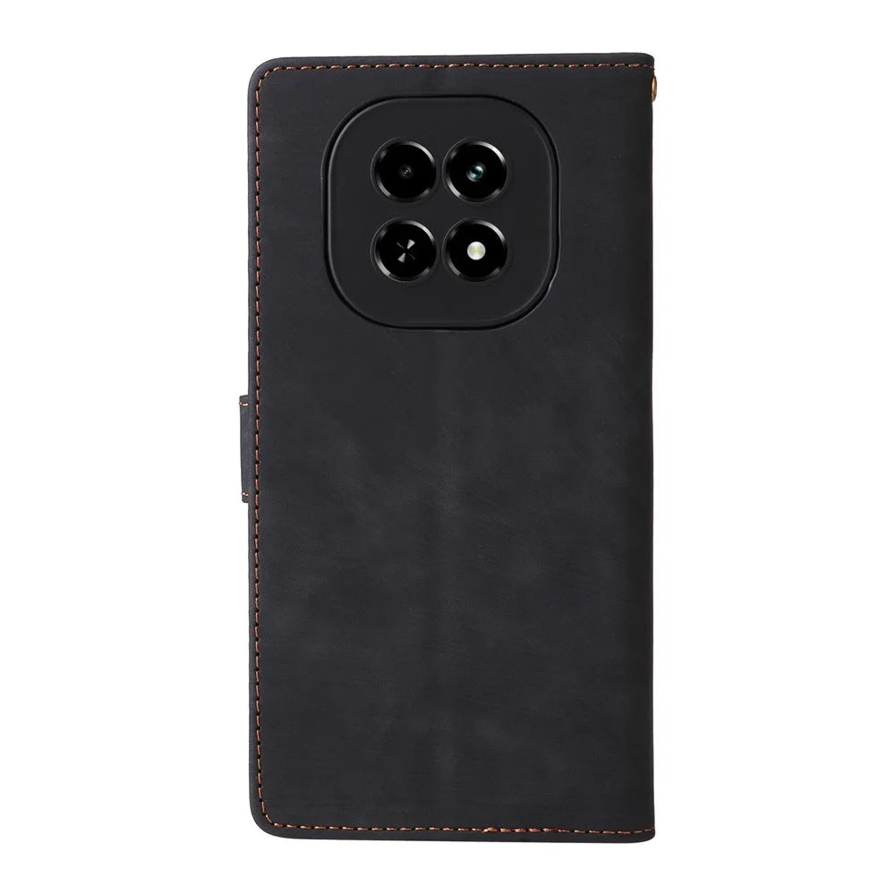 For Realme V60 5G / V60s 5G Case RFID Blocking Wallet Phone Stand PU Leather Cover with Strap - Black - 6