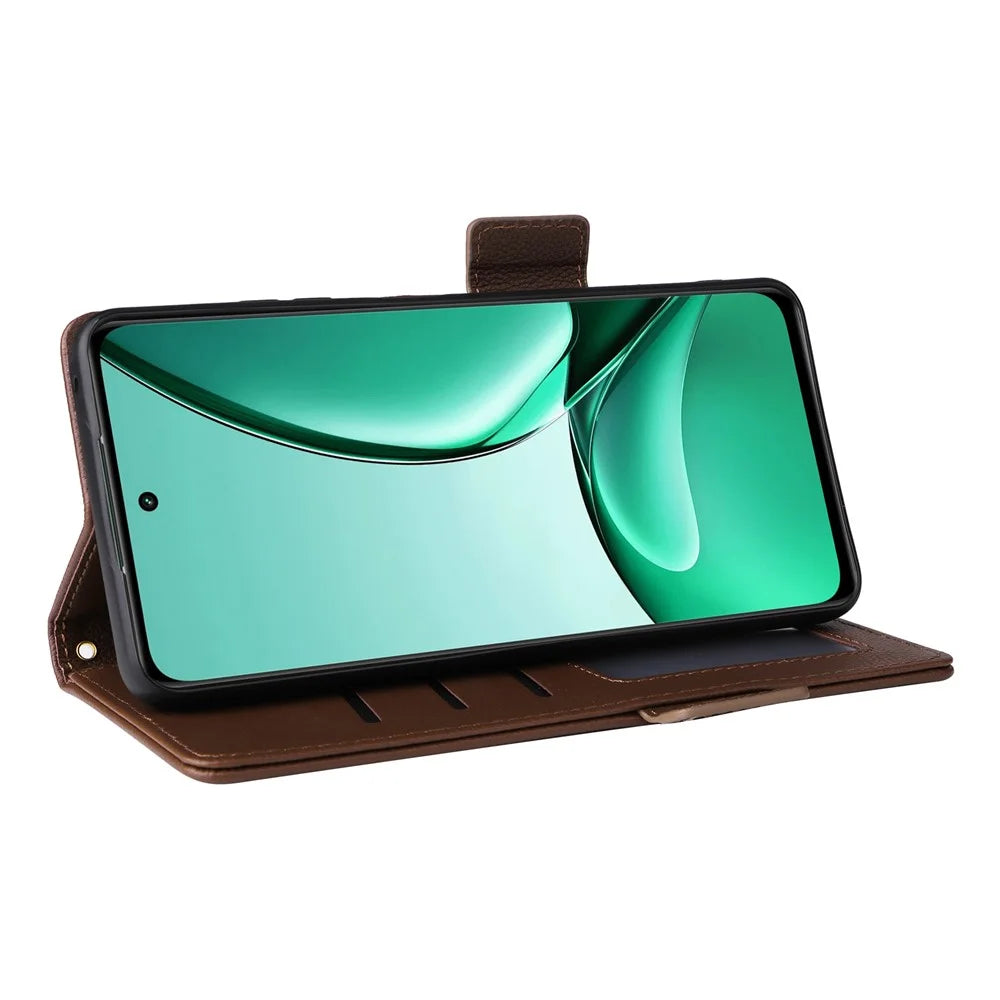 For Realme V60 5G / Realme V60s 5G Case with Wrist Strap Litchi Texture PU Leather Wallet Phone Cover - Brown - 3