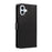 For iPhone 16 Case Wallet Quilted Leather Phone Cover with Shoulder Strap, Wrist Strap - Black - 7
