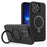 For iPhone 13 Pro Max Case Magnetic Kickstand Flexible Liquid Silicone Phone Cover - Black - 1
