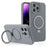 For iPhone 14 Pro Max Magnetic Case Invisible Kickstand Liquid Silicone Phone Cover Camera Protection - Grey - 1