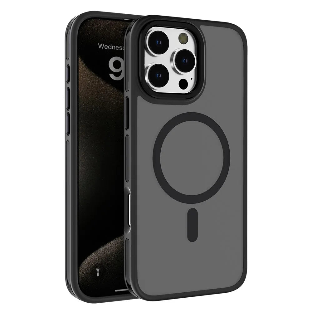 C1 Series For iPhone 13 Pro Max Case Skin-Touch TPU+PC Drop-Proof Phone Cover Compatible with MagSafe - Black - 1