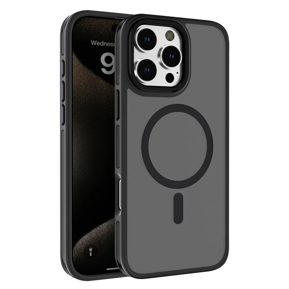 C1 Series For iPhone 15 Pro Max Case Shockproof TPU+PC Phone Cover Compatible with MagSafe - Black - 1