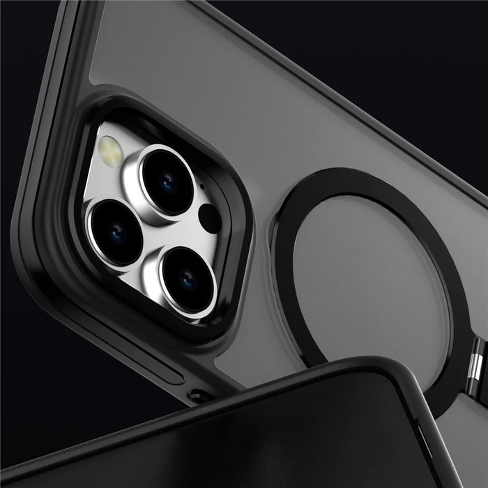 C1 Series For iPhone 15 Pro Case Magnetic Adjustable Kickstand TPU+PC Skin Touch Phone Cover - Purple - 2