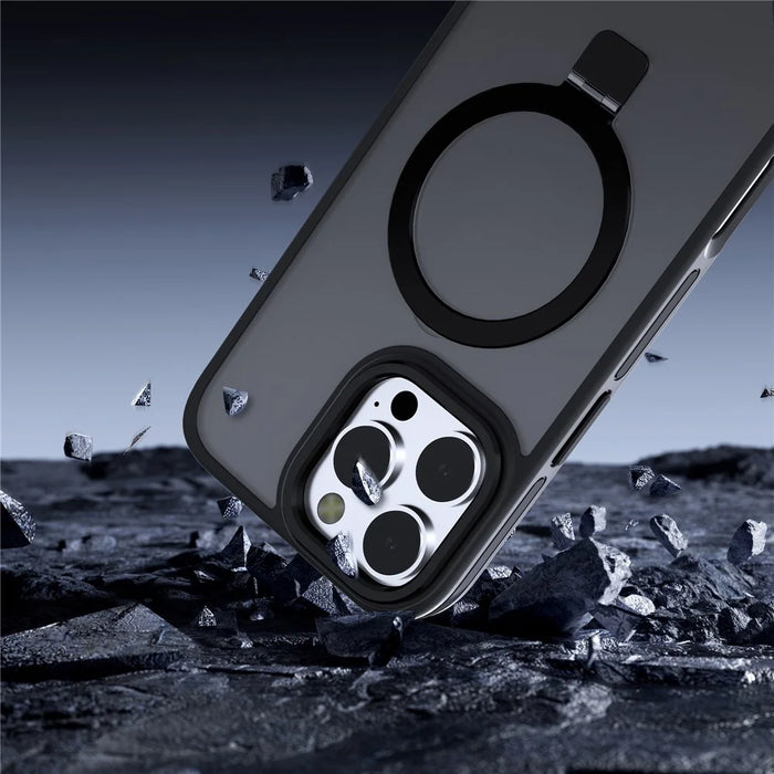 C1 Series For iPhone 15 Pro Case Magnetic Adjustable Kickstand TPU+PC Skin Touch Phone Cover - Purple - 6