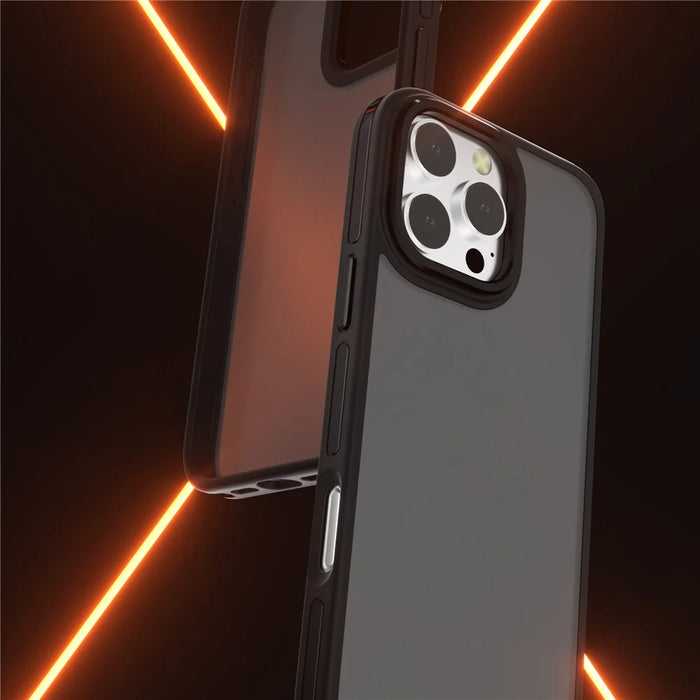 C1 Series For iPhone 15 Pro Case Translucent Matte Back TPU+PC Anti-Drop Phone Cover - Black - 3