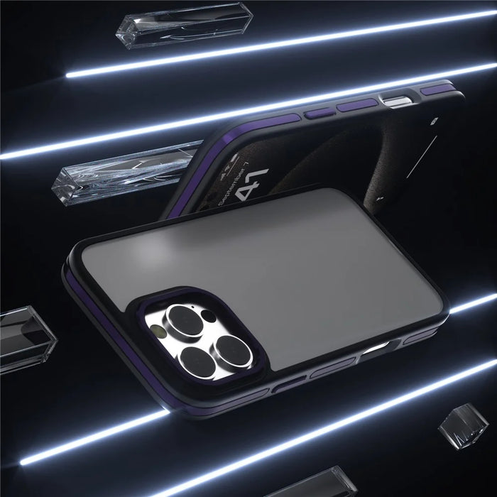 C1 Series For iPhone 15 Pro Case Translucent Matte Back TPU+PC Anti-Drop Phone Cover - Black - 4
