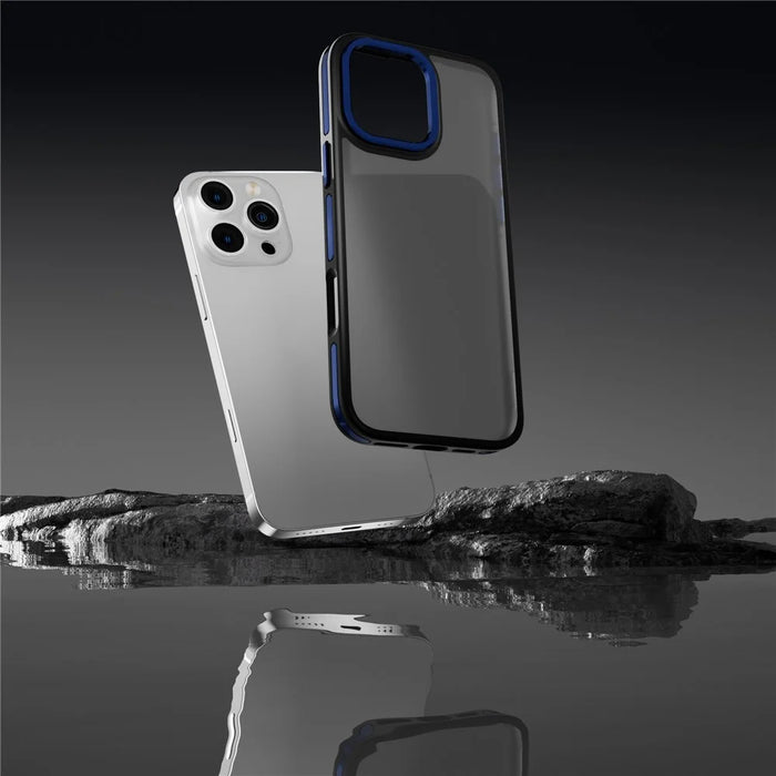 C1 Series For iPhone 15 Pro Case Translucent Matte Back TPU+PC Anti-Drop Phone Cover - Black - 5