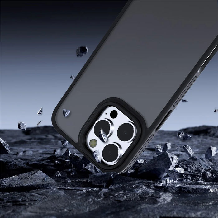C1 Series For iPhone 15 Pro Case Translucent Matte Back TPU+PC Anti-Drop Phone Cover - Black - 6