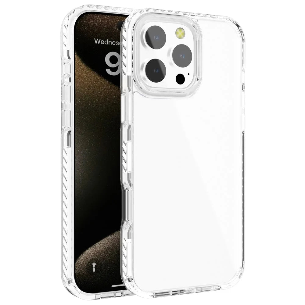 For iPhone 13 Pro Max Clear Phone Case PC+TPU Shell Anti-Scratch Phone Cover - White - 1
