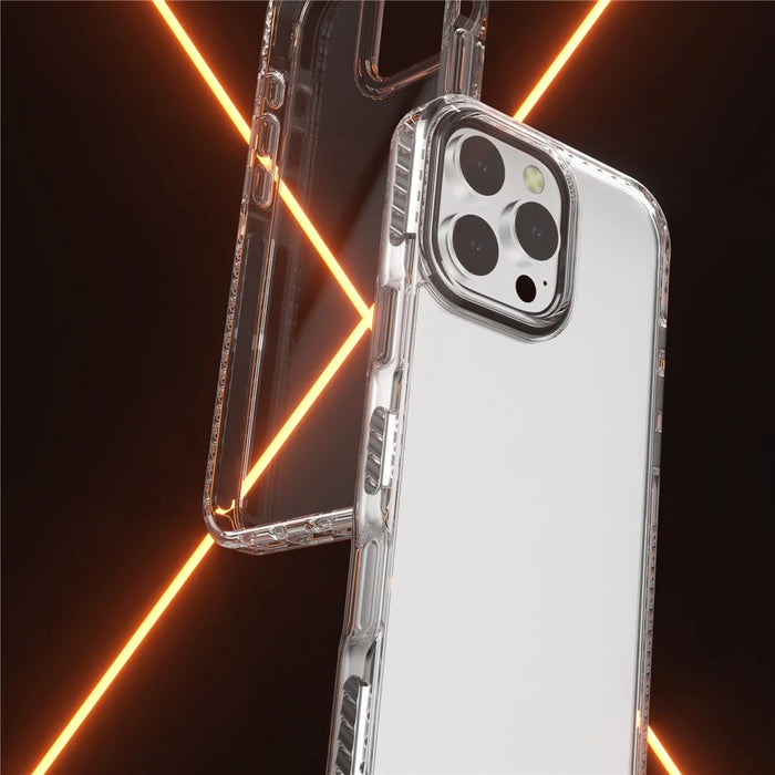 For iPhone 13 Pro Max Clear Phone Case PC+TPU Shell Anti-Scratch Phone Cover - White - 3