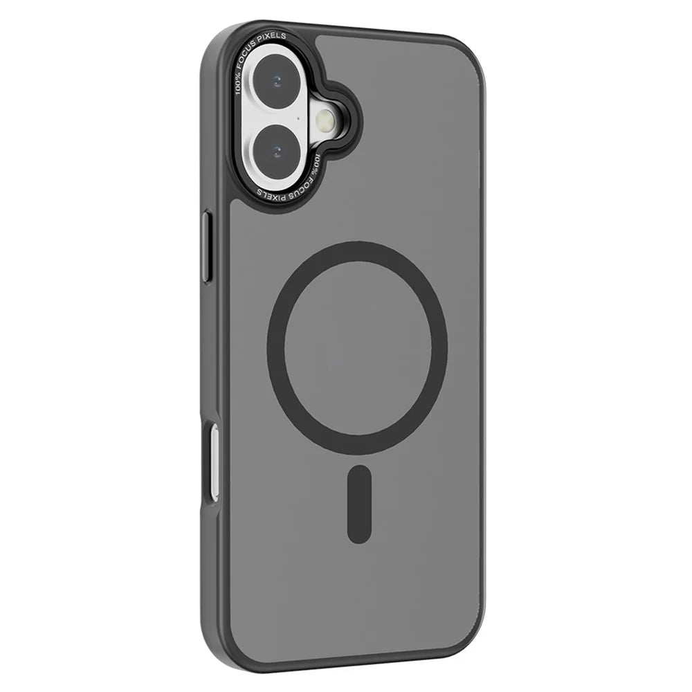 For iPhone 16 Plus Case Shockproof TPU+PC Matte Magnetic Phone Cover - Black - 1